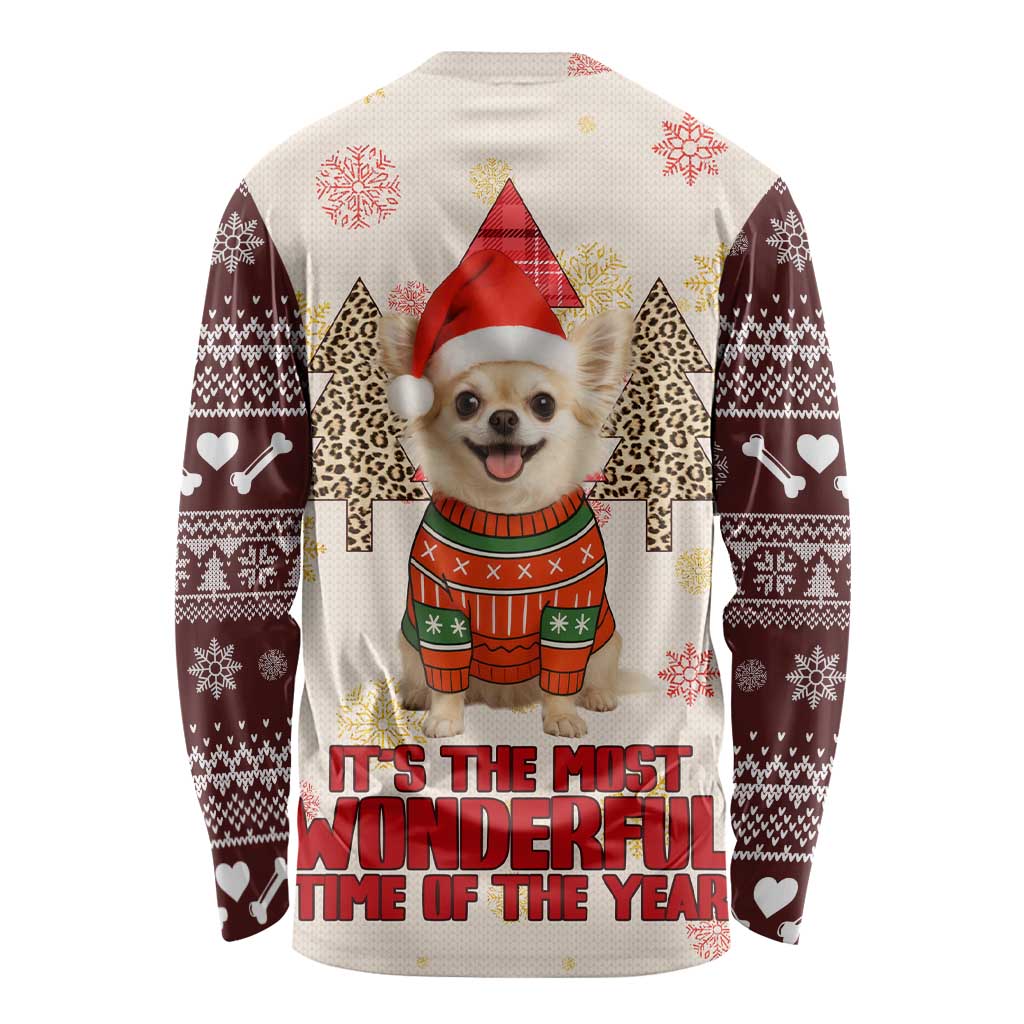 Chihuahua The Most Beautiful Time Xmas Christmas Long Sleeve Shirt Xmas Holiday Patterns - Wonder Print Shop