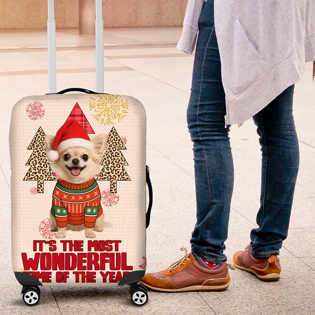 Chihuahua The Most Beautiful Time Xmas Christmas Luggage Cover Xmas Holiday Patterns - Wonder Print Shop