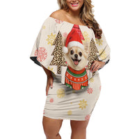Chihuahua The Most Beautiful Time Xmas Christmas Off Shoulder Short Dress Xmas Holiday Patterns - Wonder Print Shop