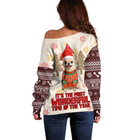Chihuahua The Most Beautiful Time Xmas Christmas Off Shoulder Sweater Xmas Holiday Patterns - Wonder Print Shop