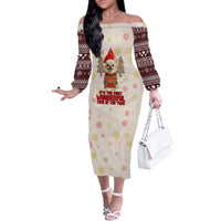 Chihuahua The Most Beautiful Time Xmas Christmas Off The Shoulder Long Sleeve Dress Xmas Holiday Patterns - Wonder Print Shop