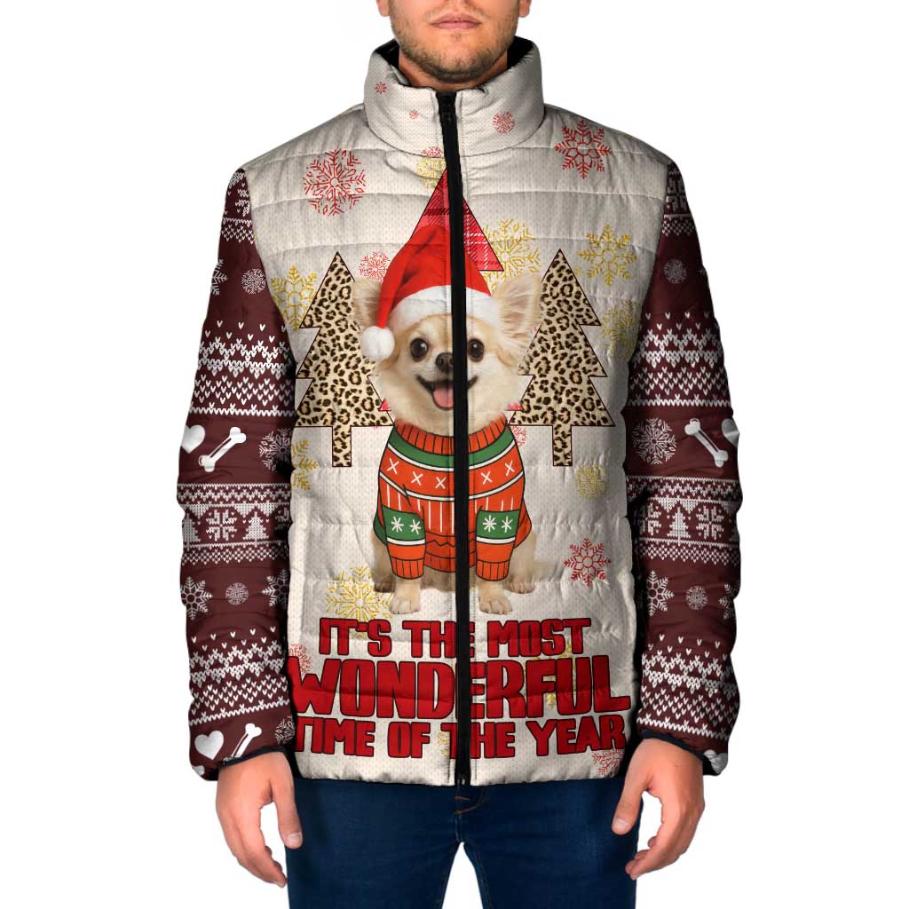 Chihuahua The Most Beautiful Time Xmas Christmas Padded Jacket Xmas Holiday Patterns - Wonder Print Shop
