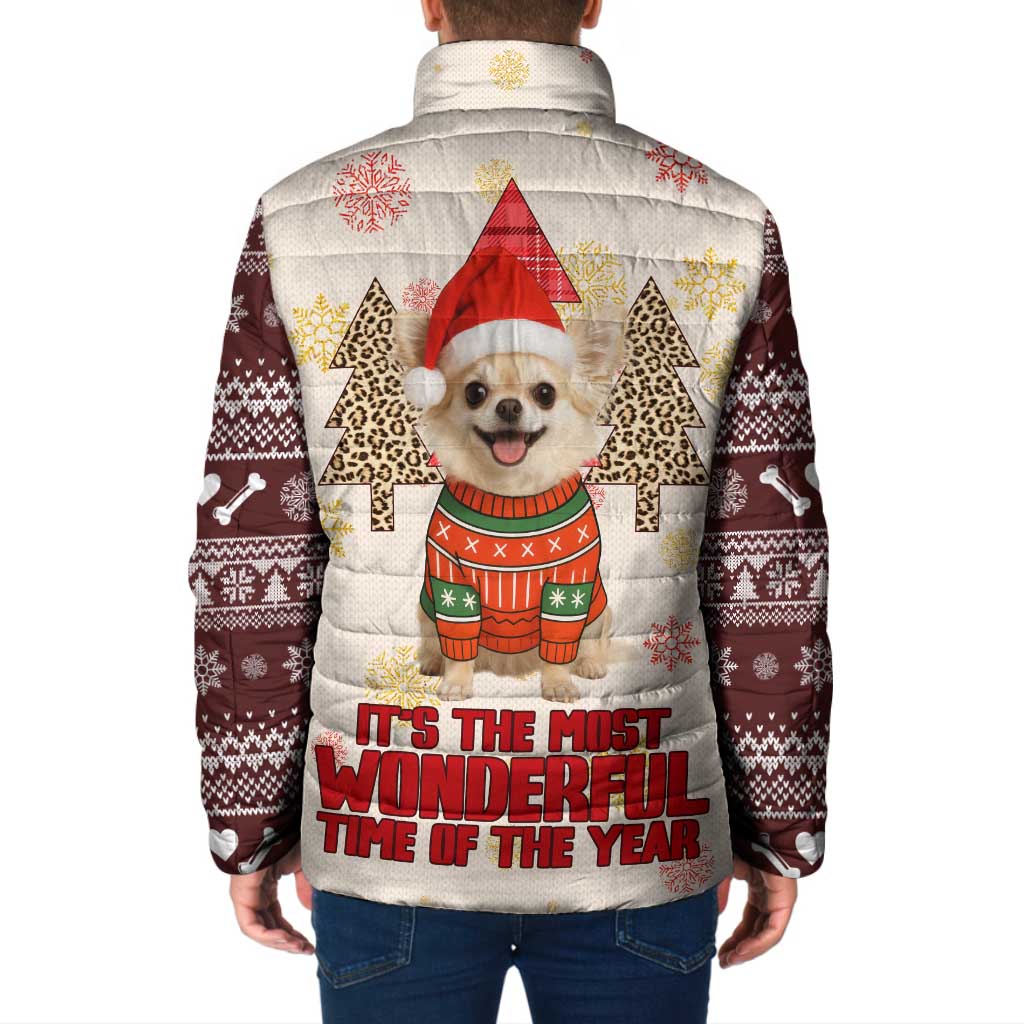 Chihuahua The Most Beautiful Time Xmas Christmas Padded Jacket Xmas Holiday Patterns - Wonder Print Shop