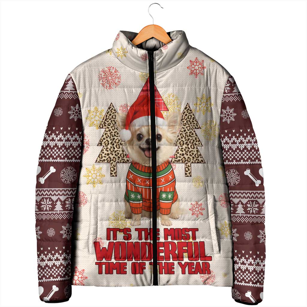 Chihuahua The Most Beautiful Time Xmas Christmas Padded Jacket Xmas Holiday Patterns - Wonder Print Shop