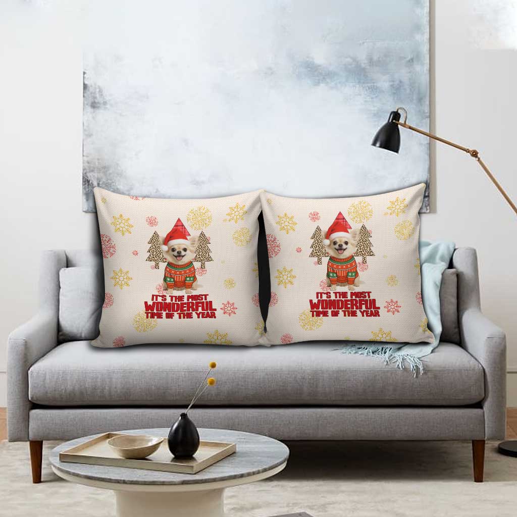Chihuahua The Most Beautiful Time Xmas Christmas Pillow Cover Xmas Holiday Patterns - Wonder Print Shop
