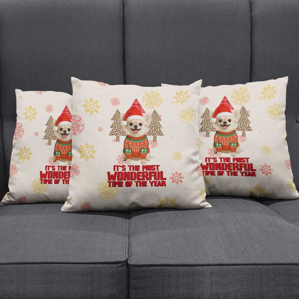 Chihuahua The Most Beautiful Time Xmas Christmas Pillow Cover Xmas Holiday Patterns - Wonder Print Shop
