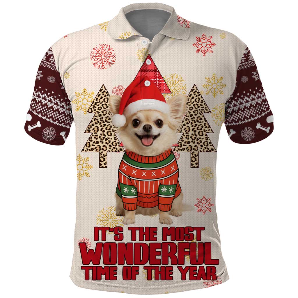 Chihuahua The Most Beautiful Time Xmas Christmas Polo Shirt Xmas Holiday Patterns - Wonder Print Shop