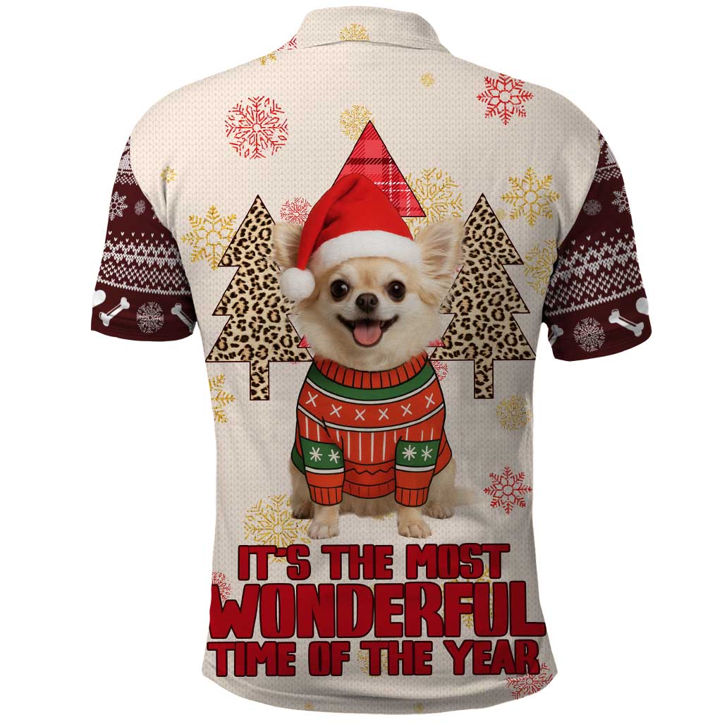 Chihuahua The Most Beautiful Time Xmas Christmas Polo Shirt Xmas Holiday Patterns - Wonder Print Shop
