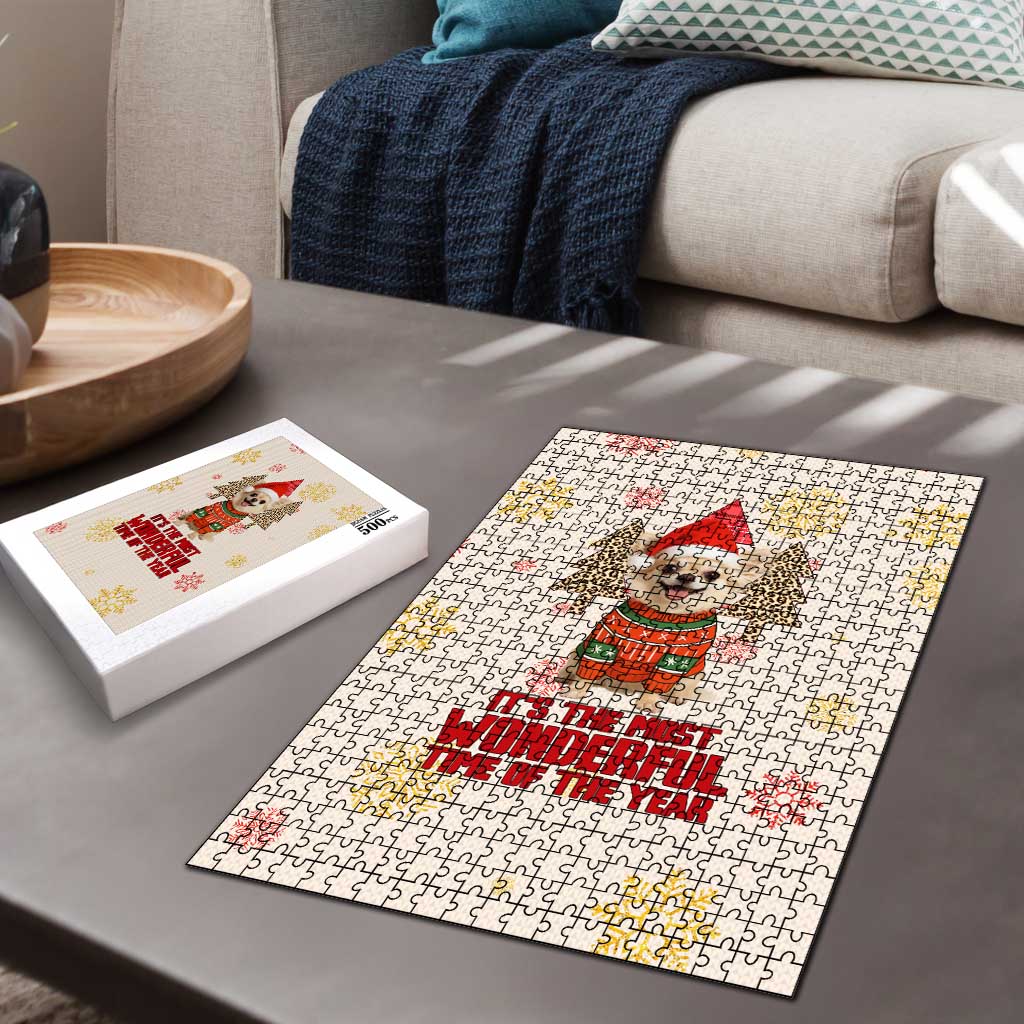 Chihuahua The Most Beautiful Time Xmas Christmas Puzzle Xmas Holiday Patterns - Wonder Print Shop