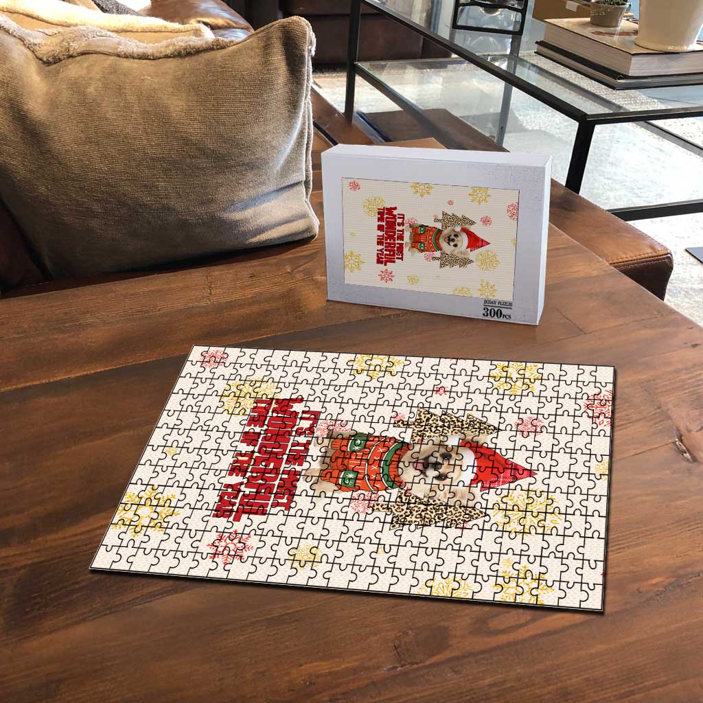 Chihuahua The Most Beautiful Time Xmas Christmas Puzzle Xmas Holiday Patterns - Wonder Print Shop