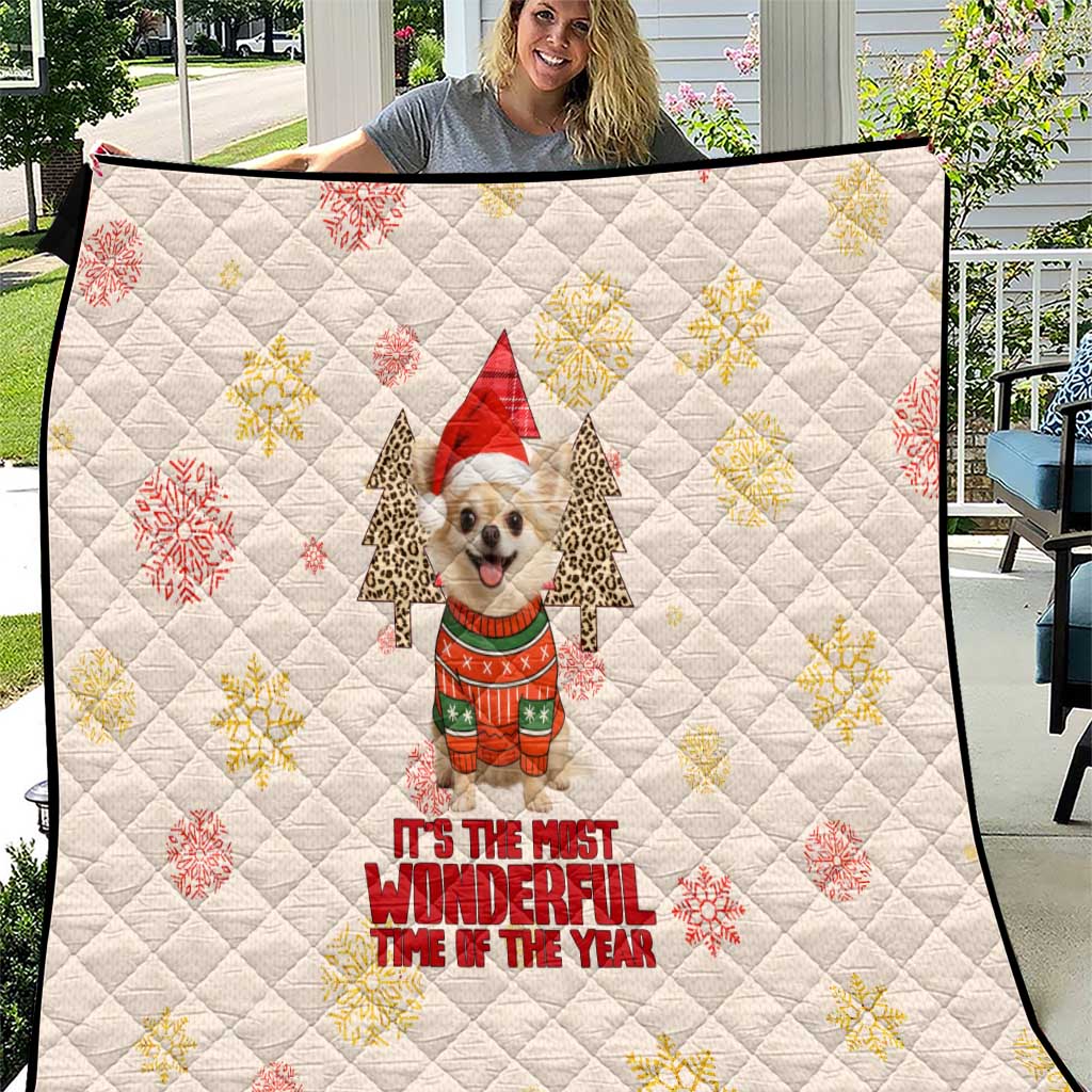 Chihuahua The Most Beautiful Time Xmas Christmas Quilt Xmas Holiday Patterns - Wonder Print Shop