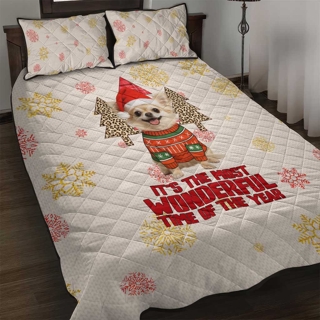 Chihuahua The Most Beautiful Time Xmas Christmas Quilt Bed Set Xmas Holiday Patterns - Wonder Print Shop