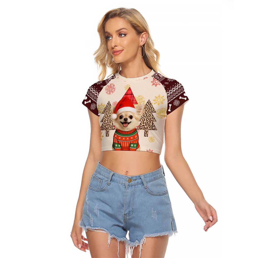 Chihuahua The Most Beautiful Time Xmas Christmas Raglan Cropped T Shirt Xmas Holiday Patterns - Wonder Print Shop