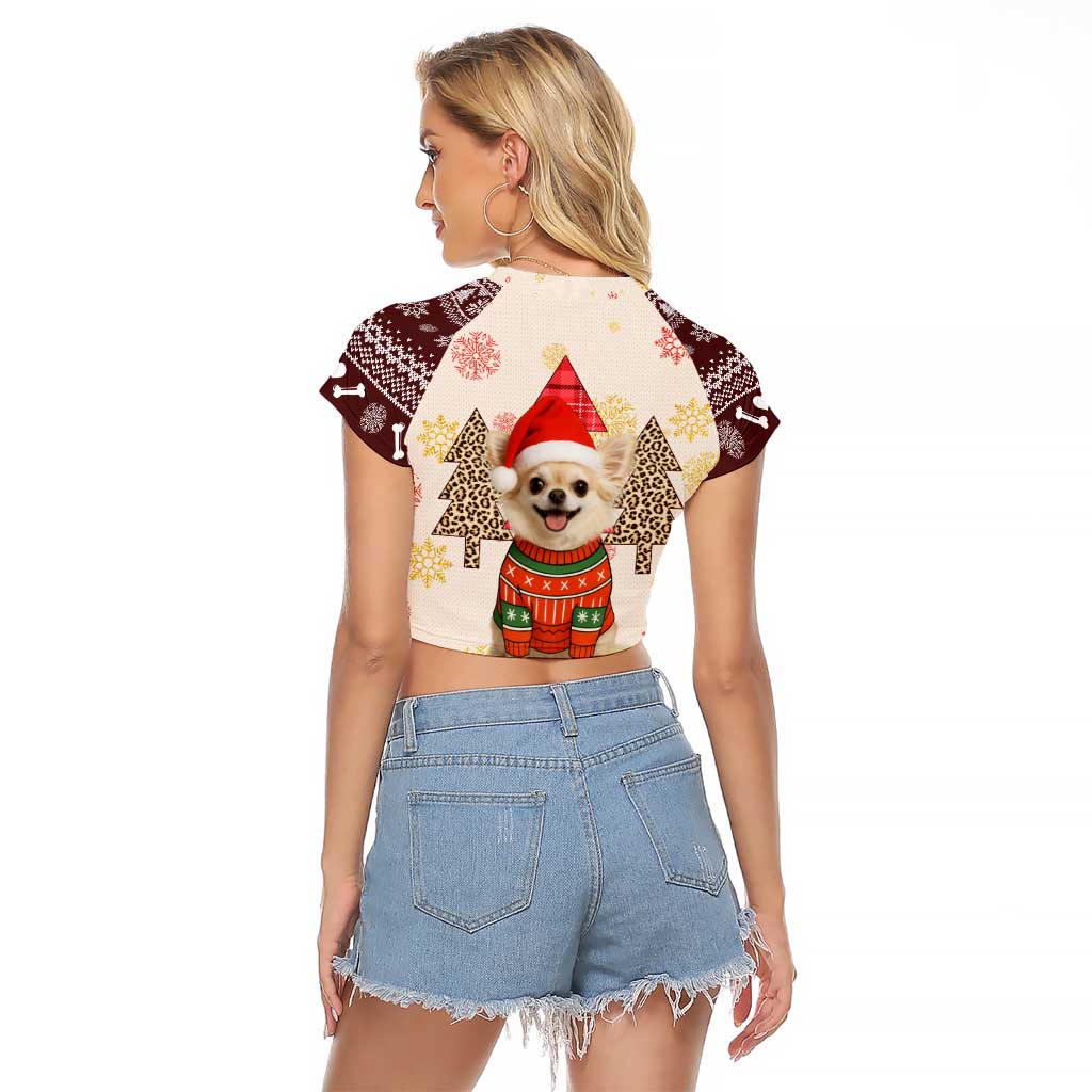 Chihuahua The Most Beautiful Time Xmas Christmas Raglan Cropped T Shirt Xmas Holiday Patterns - Wonder Print Shop