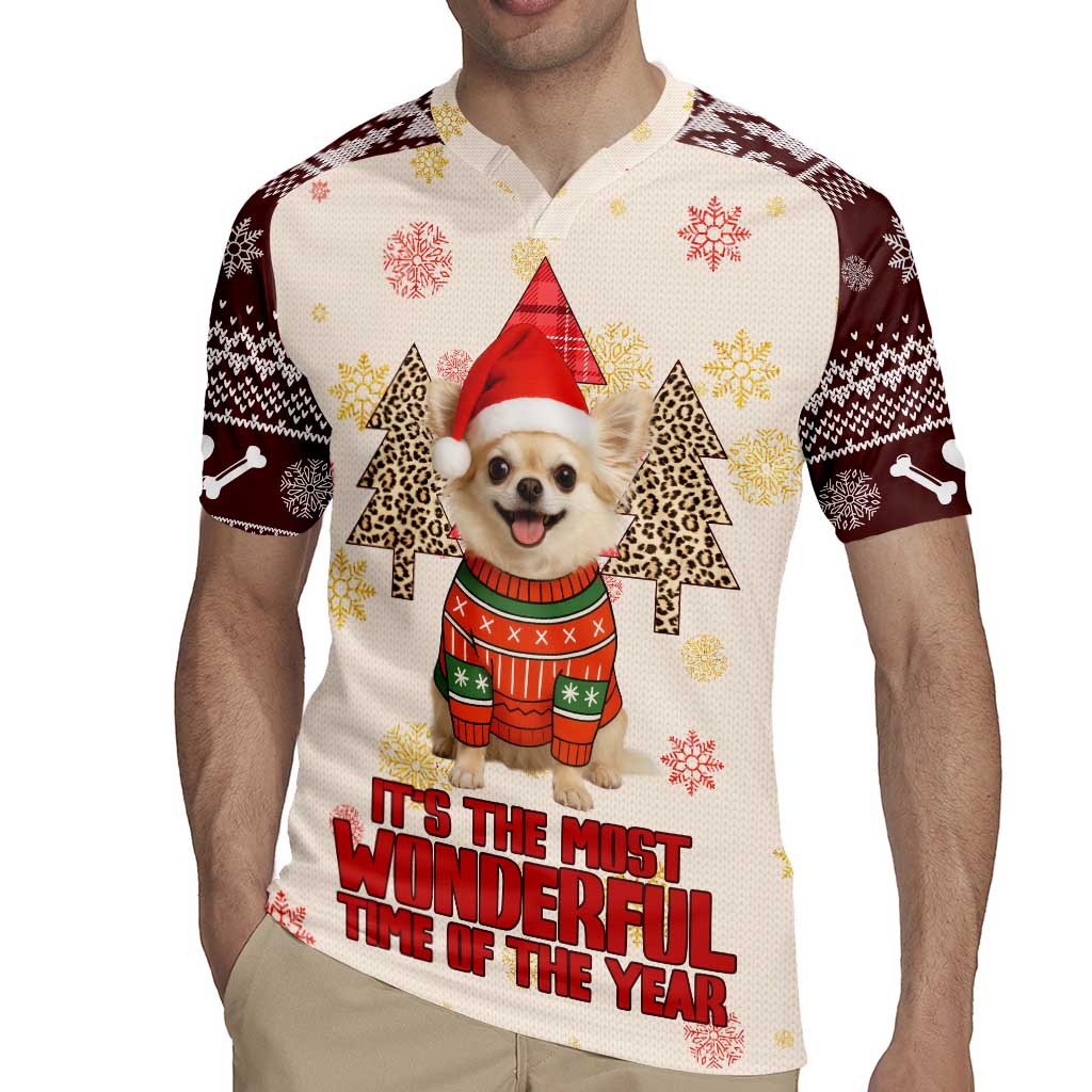 Chihuahua The Most Beautiful Time Xmas Christmas Rugby Jersey Xmas Holiday Patterns - Wonder Print Shop