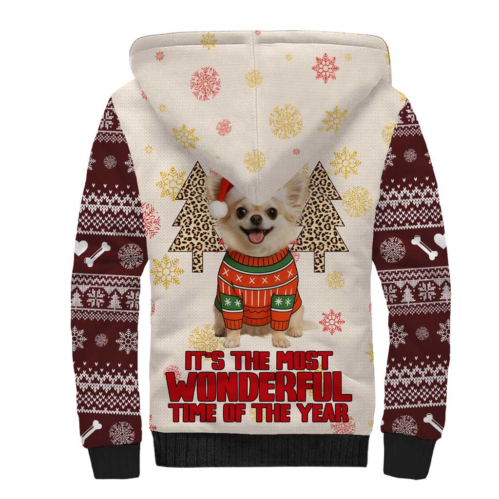 Chihuahua The Most Beautiful Time Xmas Christmas Sherpa Hoodie Xmas Holiday Patterns - Wonder Print Shop