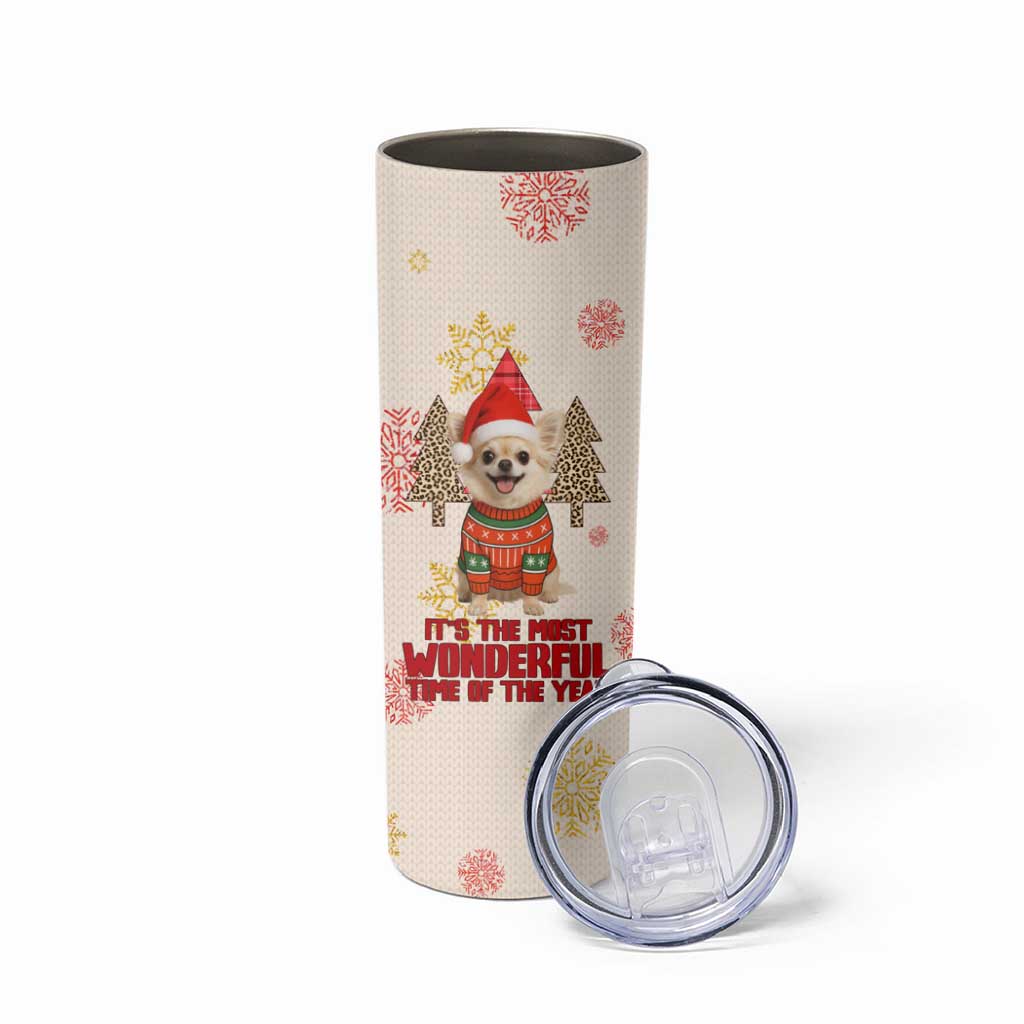 Chihuahua The Most Beautiful Time Xmas Christmas Skinny Tumbler Xmas Holiday Patterns - Wonder Print Shop