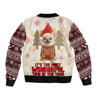 Chihuahua The Most Beautiful Time Xmas Christmas Sleeve Zip Bomber Jacket Xmas Holiday Patterns - Wonder Print Shop