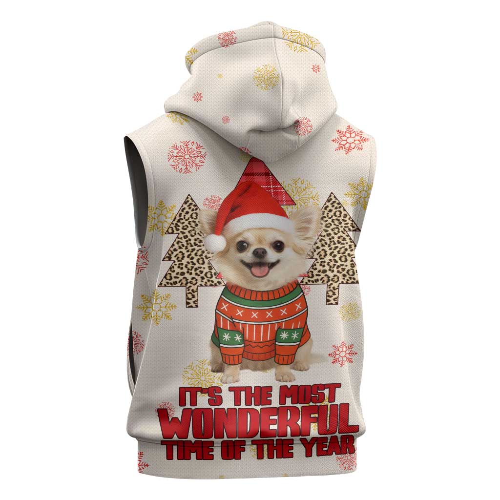 Chihuahua The Most Beautiful Time Xmas Christmas Sleeveless Zip Hoodie Xmas Holiday Patterns - Wonder Print Shop