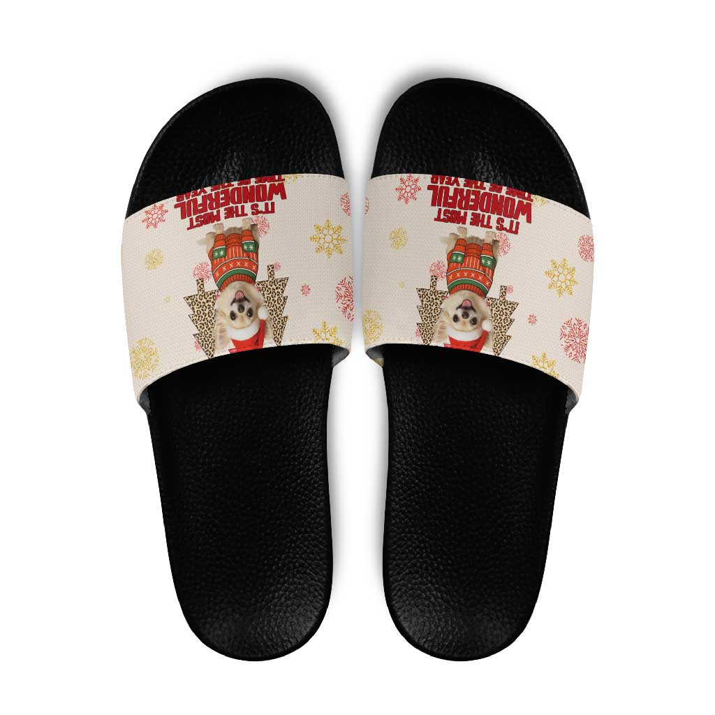 Chihuahua The Most Beautiful Time Xmas Christmas Slide Sandals Xmas Holiday Patterns - Wonder Print Shop