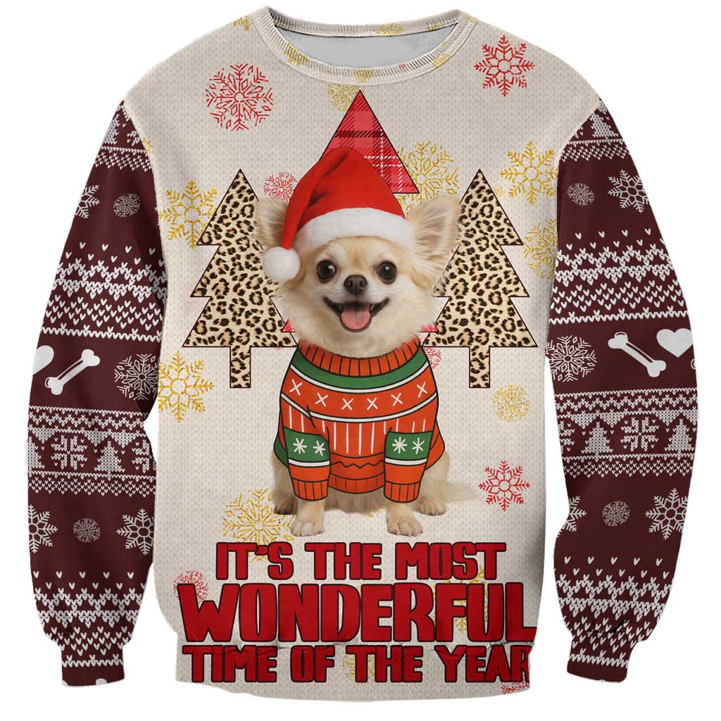 Chihuahua The Most Beautiful Time Xmas Christmas Sweatshirt Xmas Holiday Patterns - Wonder Print Shop