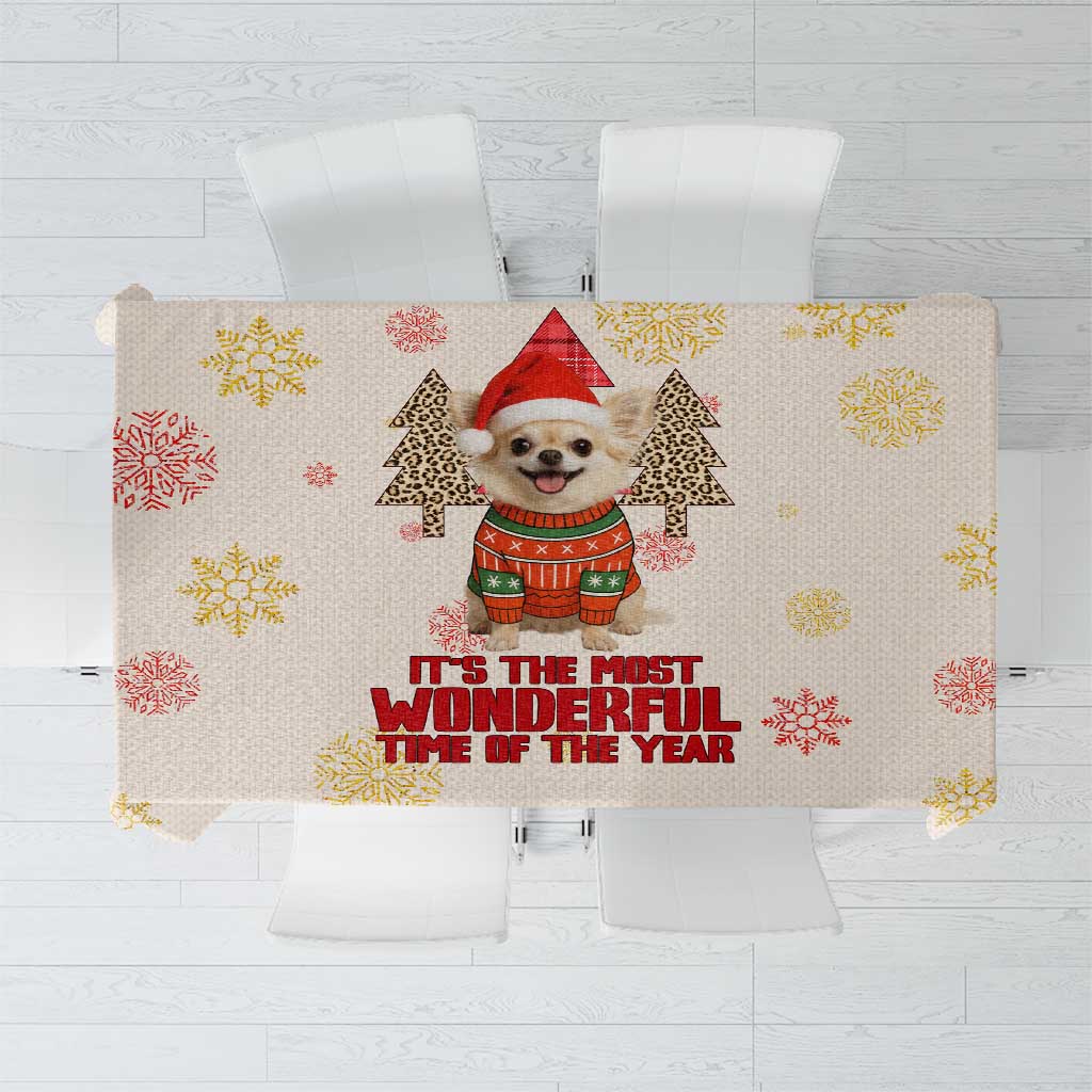 Chihuahua The Most Beautiful Time Xmas Christmas Tablecloth Xmas Holiday Patterns - Wonder Print Shop