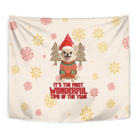 Chihuahua The Most Beautiful Time Xmas Christmas Tapestry Xmas Holiday Patterns - Wonder Print Shop