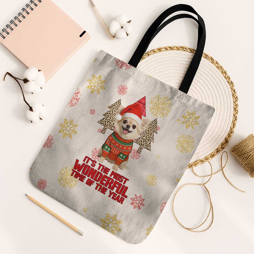 Chihuahua The Most Beautiful Time Xmas Christmas Tote Bag Xmas Holiday Patterns - Wonder Print Shop