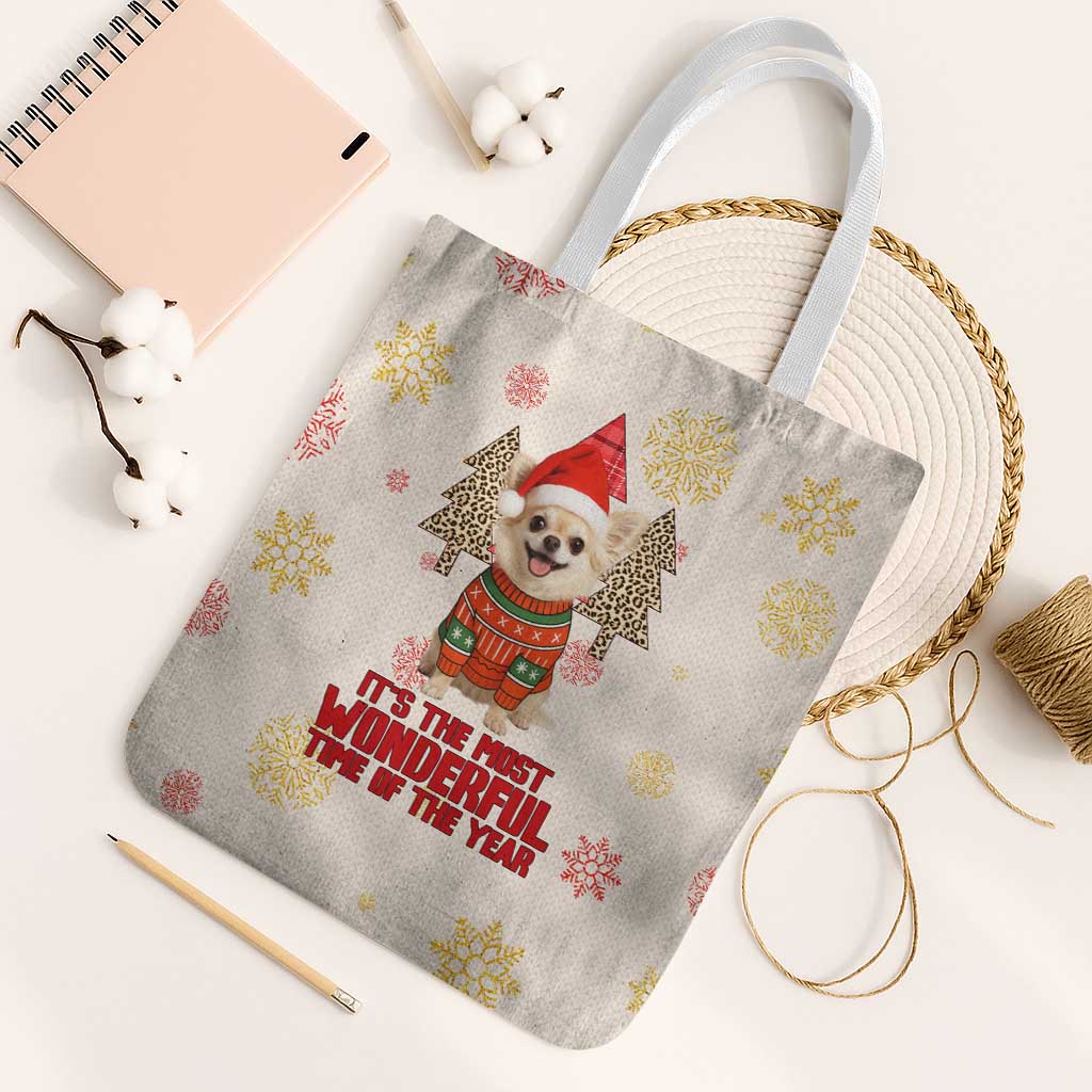 Chihuahua The Most Beautiful Time Xmas Christmas Tote Bag Xmas Holiday Patterns - Wonder Print Shop