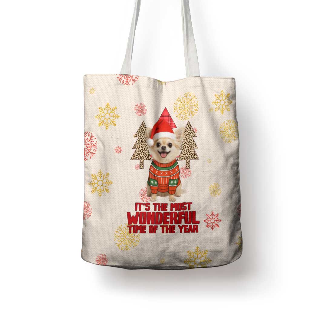 Chihuahua The Most Beautiful Time Xmas Christmas Tote Bag Xmas Holiday Patterns - Wonder Print Shop
