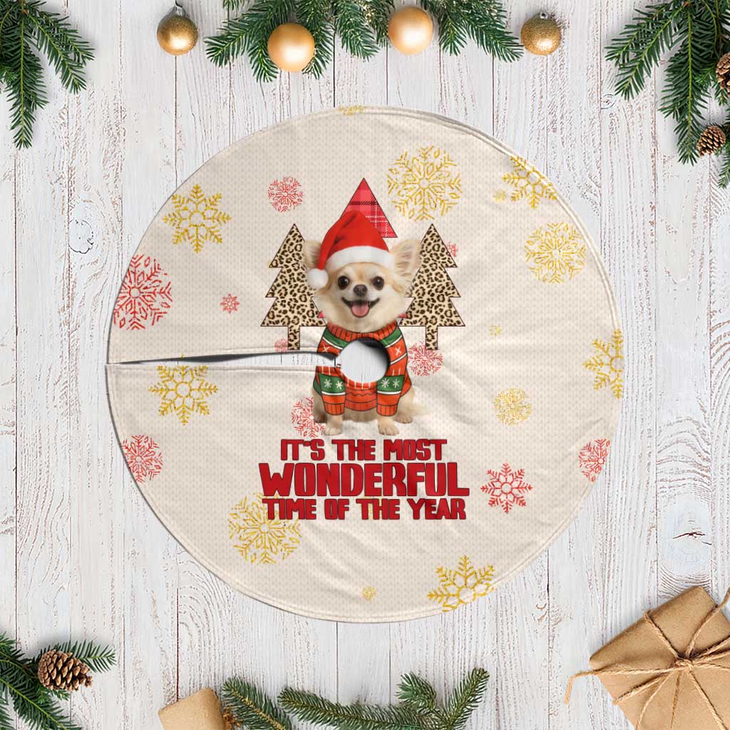 Chihuahua The Most Beautiful Time Xmas Christmas Tree Skirt Xmas Holiday Patterns - Wonder Print Shop