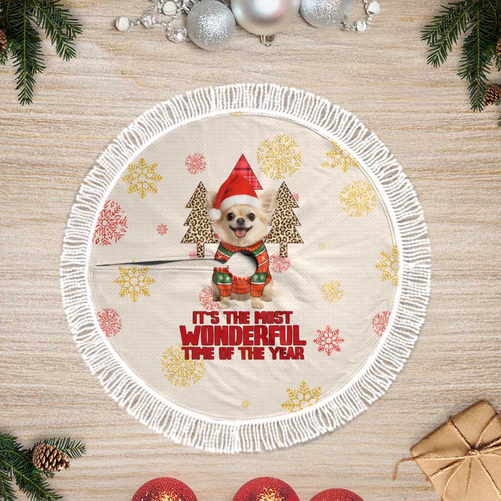 Chihuahua The Most Beautiful Time Xmas Christmas Tree Skirt Xmas Holiday Patterns - Wonder Print Shop