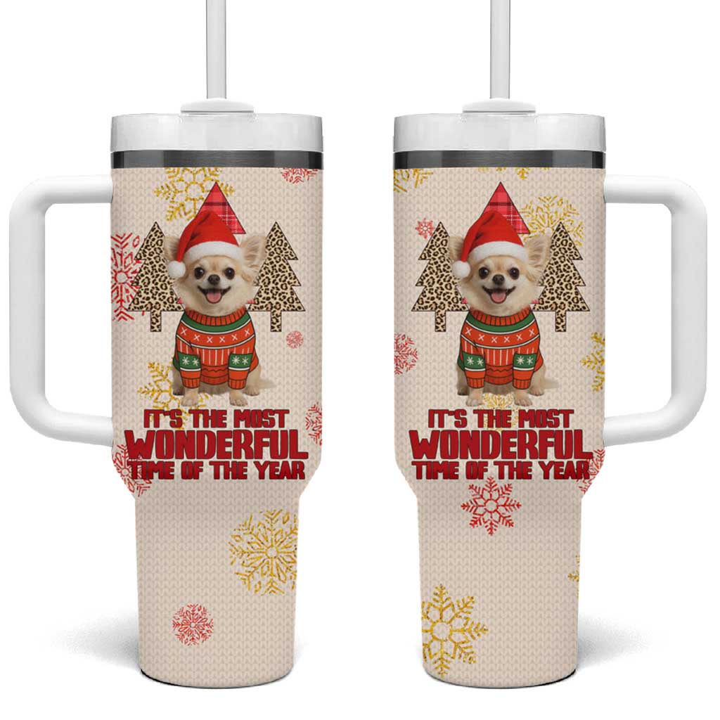 Chihuahua The Most Beautiful Time Xmas Christmas Tumbler With Handle Xmas Holiday Patterns - Wonder Print Shop
