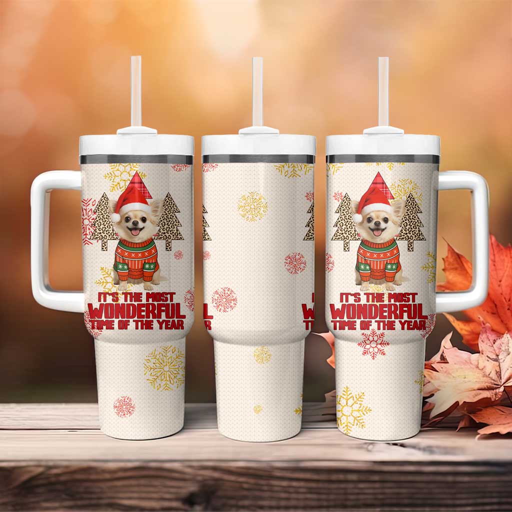 Chihuahua The Most Beautiful Time Xmas Christmas Tumbler With Handle Xmas Holiday Patterns - Wonder Print Shop