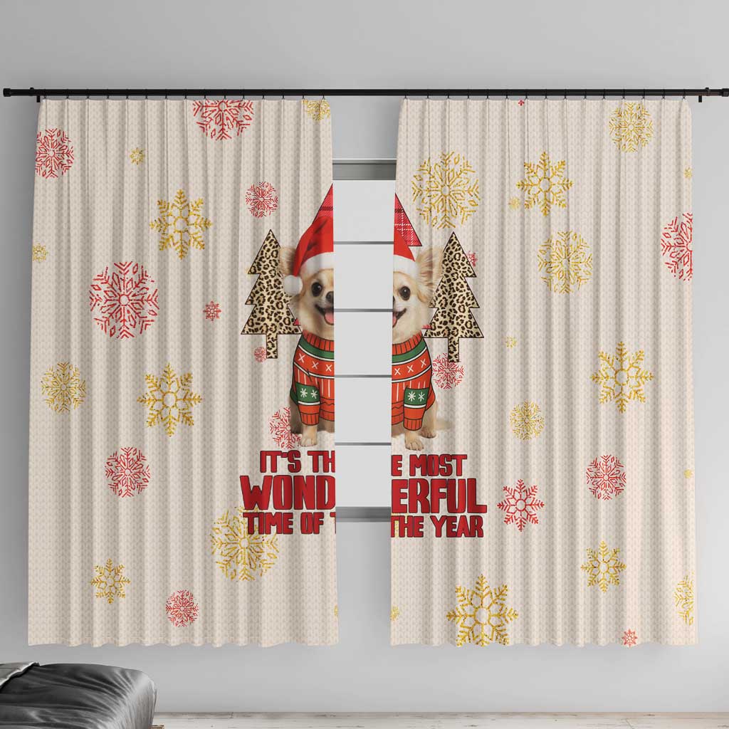 Chihuahua The Most Beautiful Time Xmas Christmas Window Curtain Xmas Holiday Patterns - Wonder Print Shop