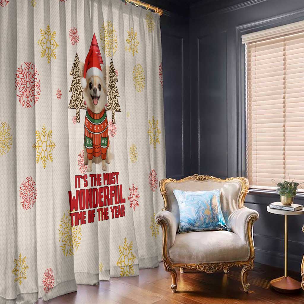 Chihuahua The Most Beautiful Time Xmas Christmas Window Curtain Xmas Holiday Patterns - Wonder Print Shop