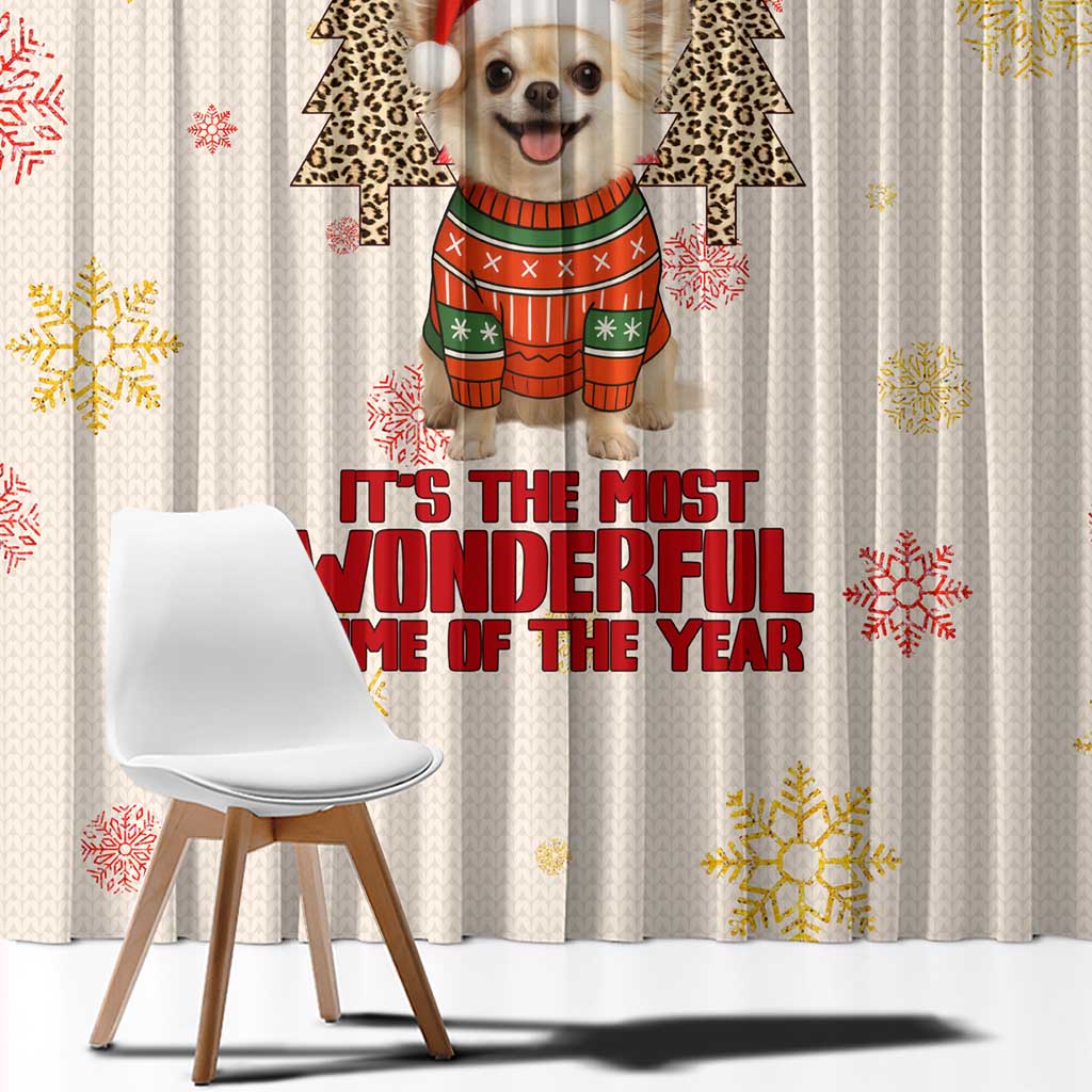 Chihuahua The Most Beautiful Time Xmas Christmas Window Curtain Xmas Holiday Patterns - Wonder Print Shop