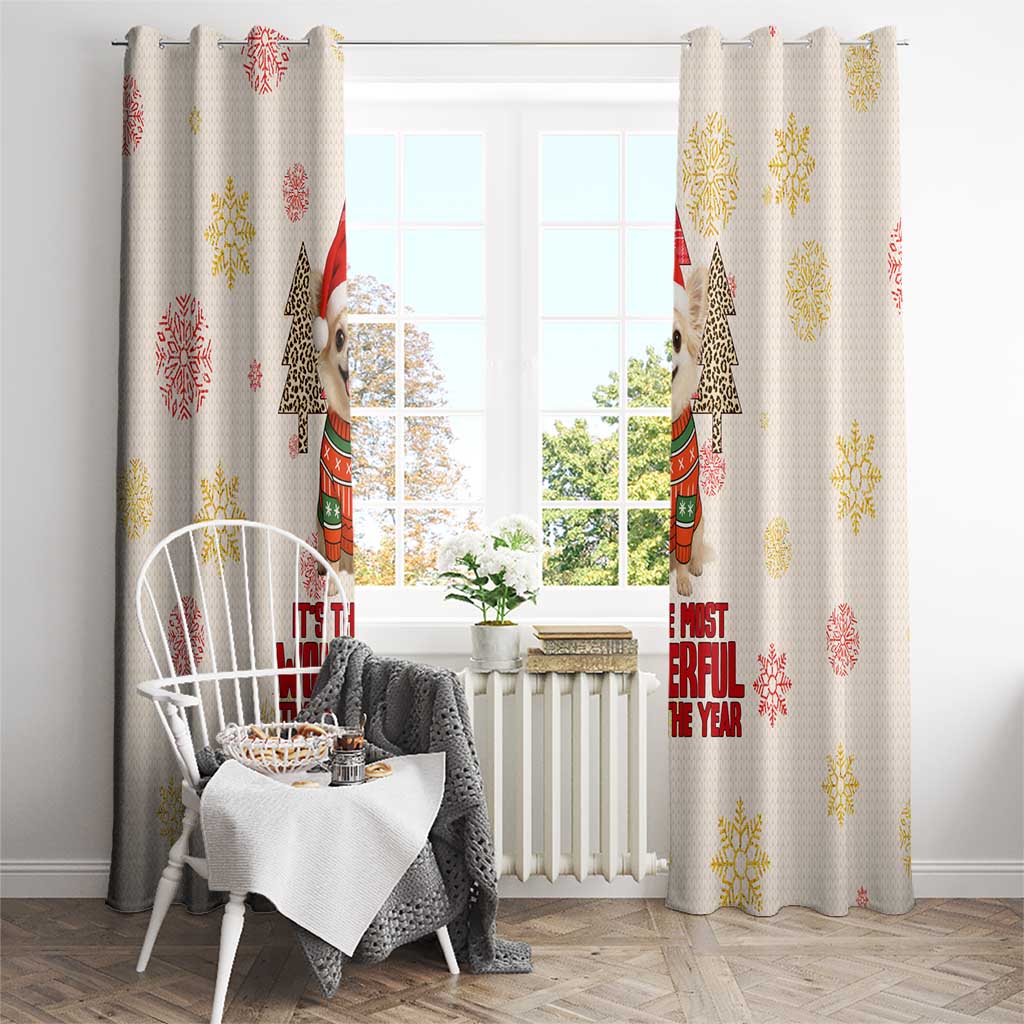 Chihuahua The Most Beautiful Time Xmas Christmas Window Curtain Xmas Holiday Patterns - Wonder Print Shop