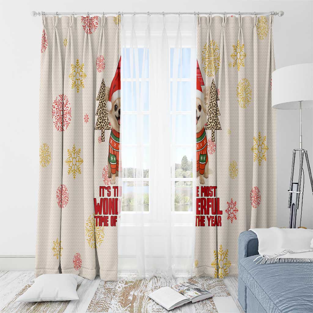 Chihuahua The Most Beautiful Time Xmas Christmas Window Curtain Xmas Holiday Patterns - Wonder Print Shop