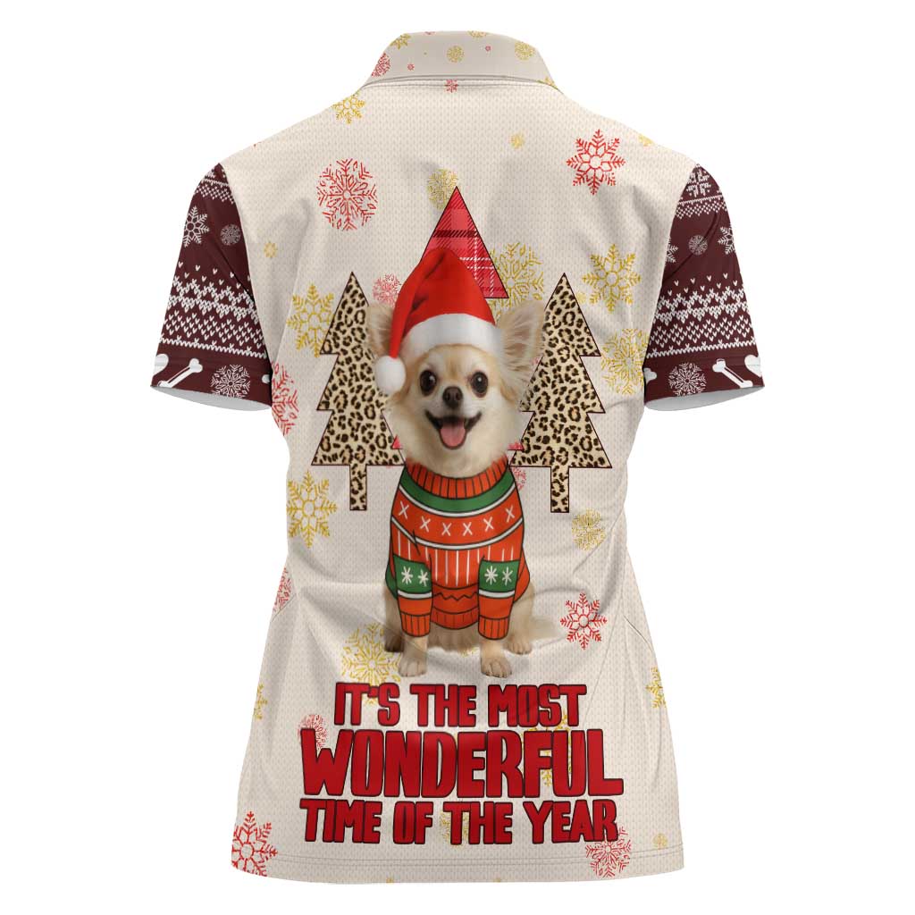 Chihuahua The Most Beautiful Time Xmas Christmas Women Polo Shirt Xmas Holiday Patterns - Wonder Print Shop