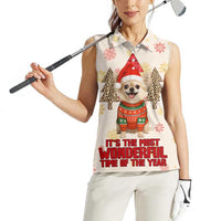 Chihuahua The Most Beautiful Time Xmas Christmas Women Sleeveless Polo Shirt Xmas Holiday Patterns - Wonder Print Shop