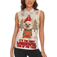 Chihuahua The Most Beautiful Time Xmas Christmas Women Sleeveless Polo Shirt Xmas Holiday Patterns - Wonder Print Shop
