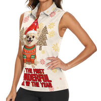 Chihuahua The Most Beautiful Time Xmas Christmas Women Sleeveless Polo Shirt Xmas Holiday Patterns - Wonder Print Shop