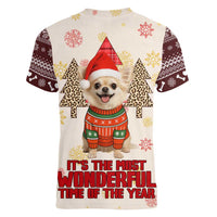 Chihuahua The Most Beautiful Time Xmas Christmas Women V-Neck T-Shirt Xmas Holiday Patterns - Wonder Print Shop