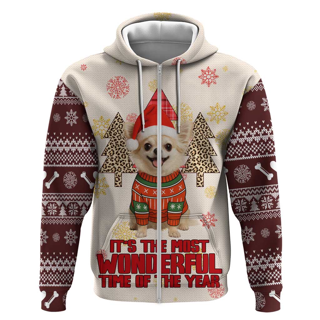 Chihuahua The Most Beautiful Time Xmas Christmas Zip Hoodie Xmas Holiday Patterns - Wonder Print Shop