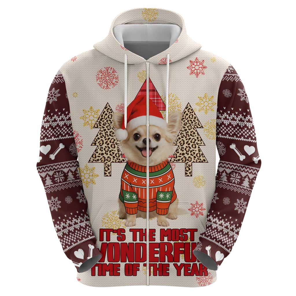 Chihuahua The Most Beautiful Time Xmas Christmas Zip Hoodie Xmas Holiday Patterns - Wonder Print Shop