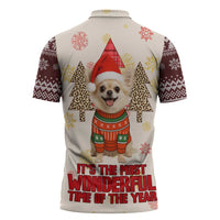 Chihuahua The Most Beautiful Time Xmas Christmas Zipper Polo Shirt Xmas Holiday Patterns - Wonder Print Shop