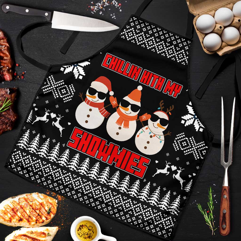 Chillin With My Snowmies Christmas Apron Xmas Holiday Patterns - Wonder Print Shop