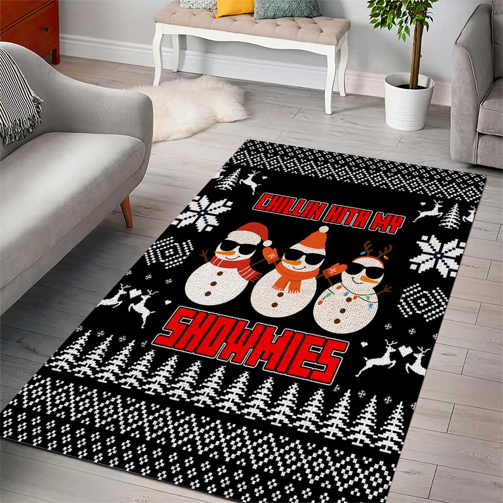 Chillin With My Snowmies Christmas Area Rug Xmas Holiday Patterns - Wonder Print Shop