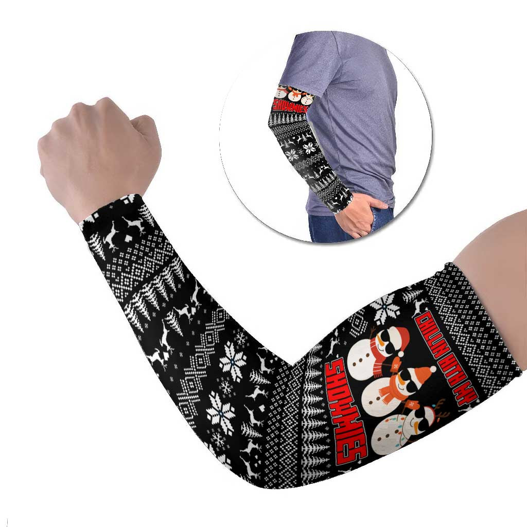 Chillin With My Snowmies Christmas Arm Sleeves Xmas Holiday Patterns - Wonder Print Shop